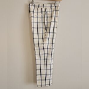 Theory Wool Cream and Black Checkered Women's Pants